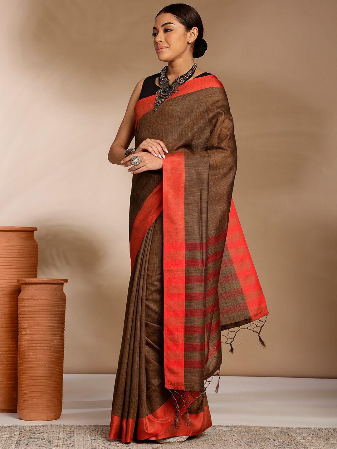 anouk linen blend saree