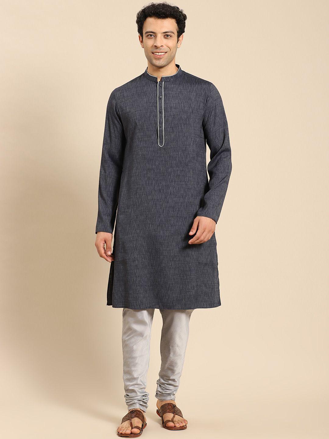 anouk mandarin collar cotton straight kurta