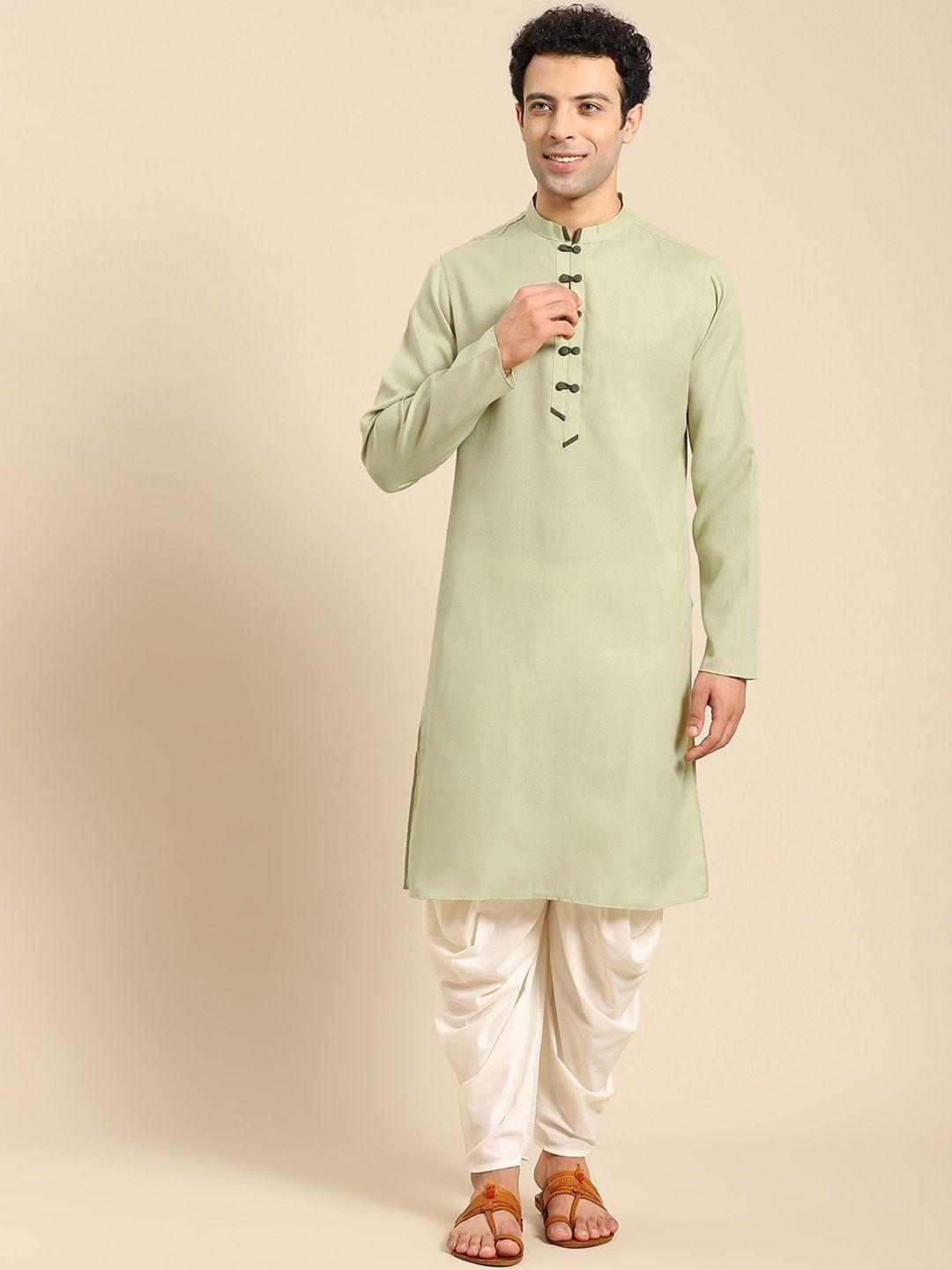 anouk mandarin collar regular kurta with dhoti pants