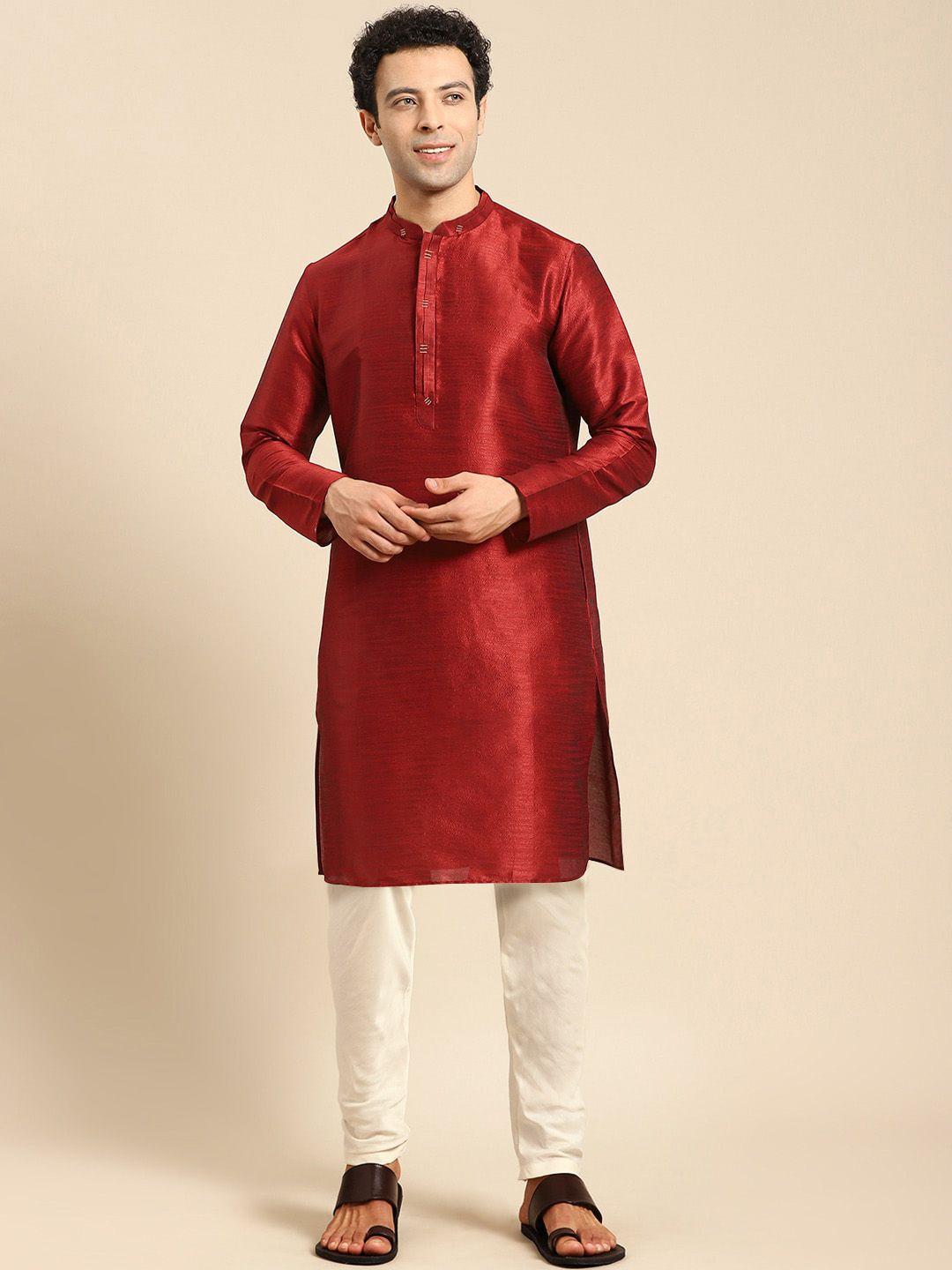 anouk mandarin collar regular straight kurta with trousers