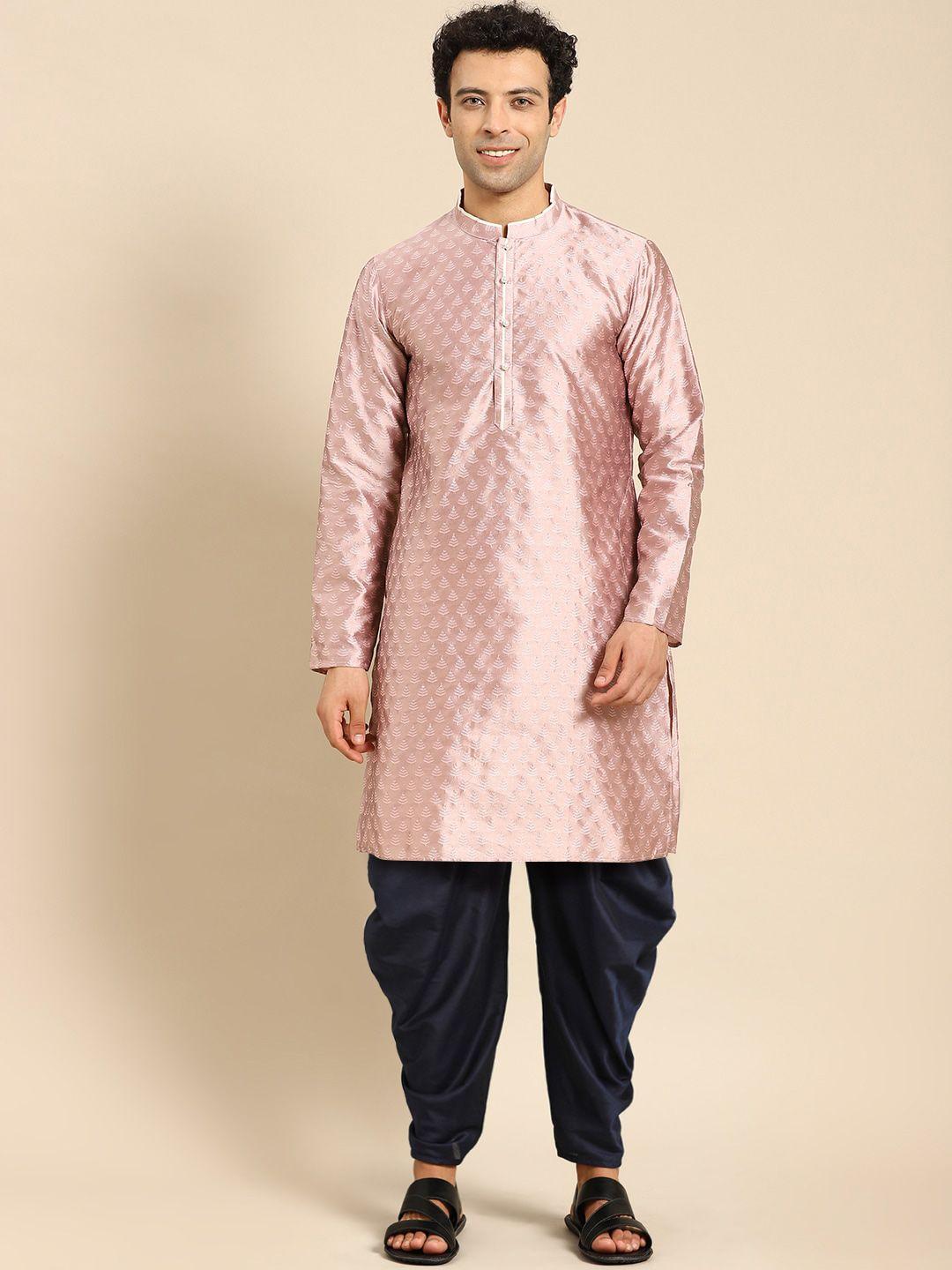 anouk mauve woven design regular kurta with dhoti pants