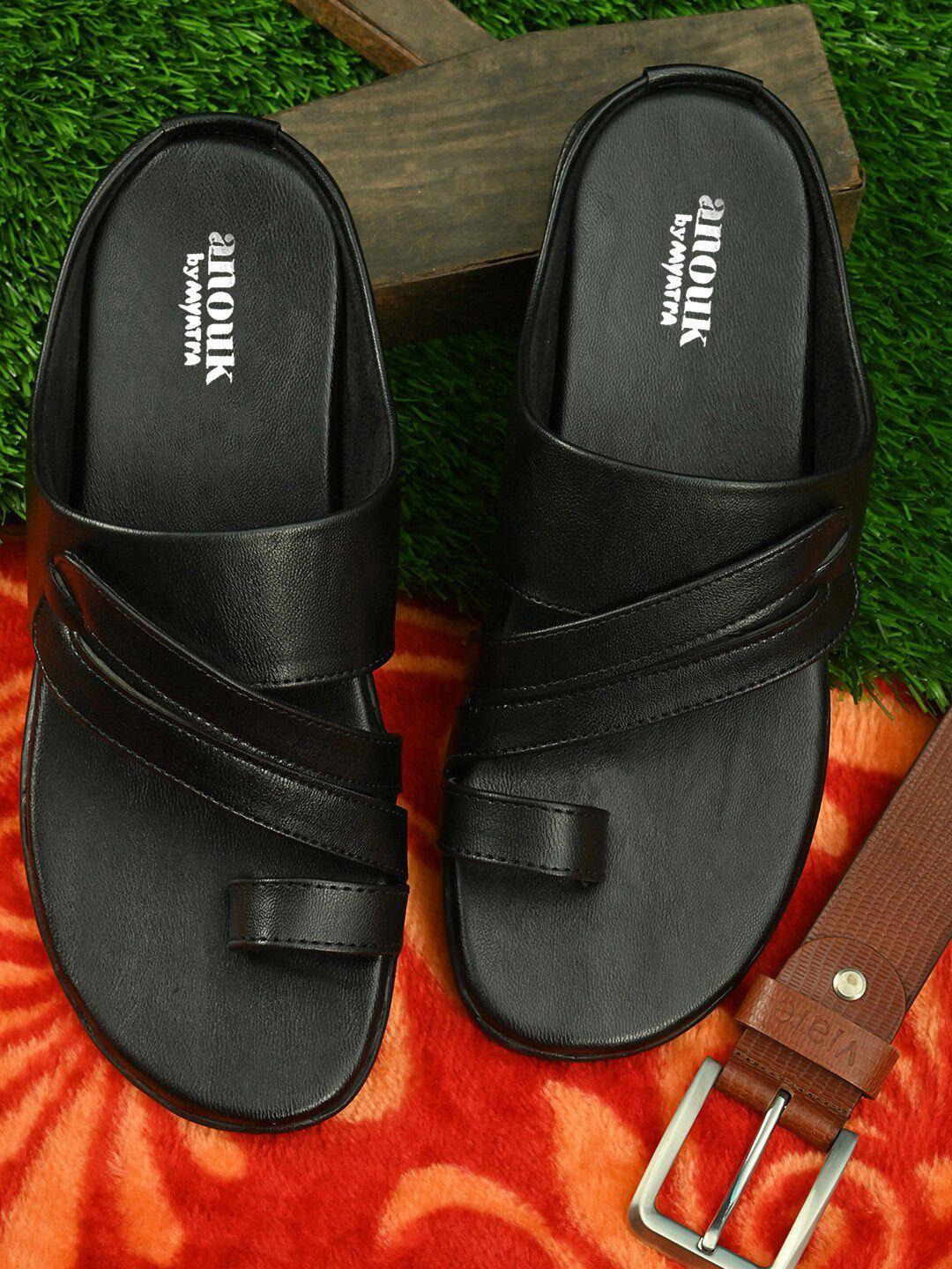 anouk men black one toe comfort sandals