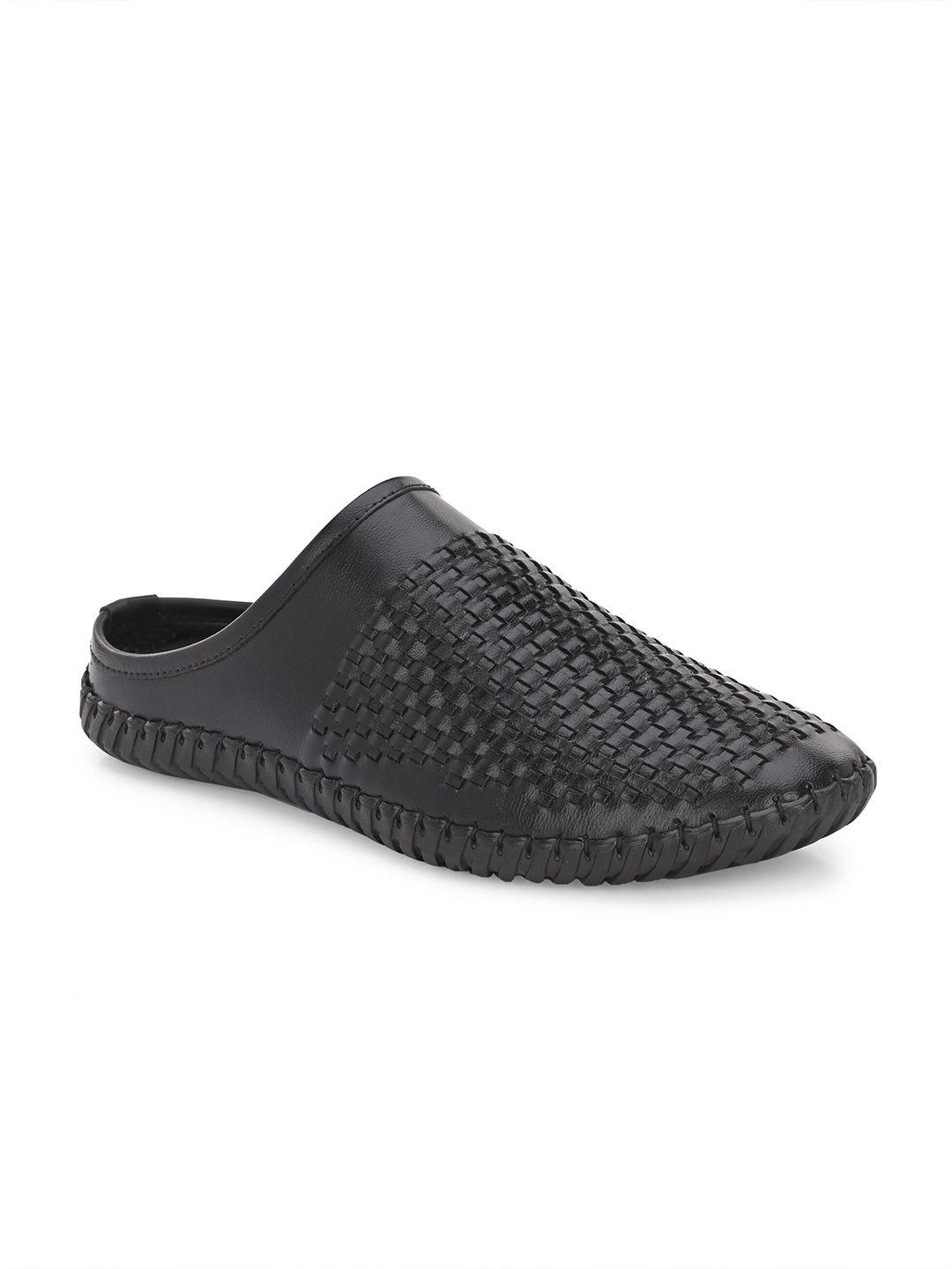 anouk men black woven design shoe-style sandals