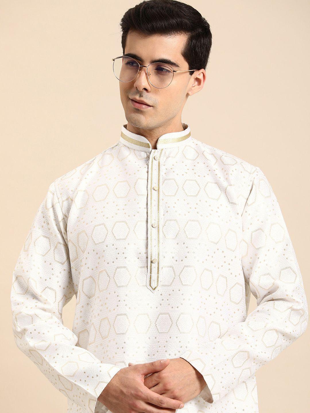 anouk men ethnic motifs embroidered jacquard kurta