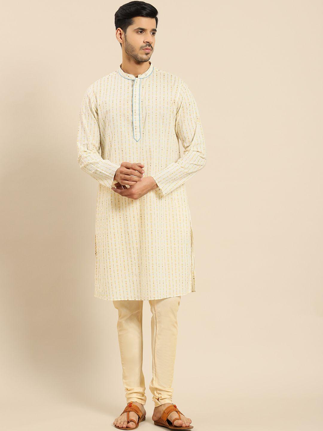 anouk men ethnic motifs printed regular kurta with churidar