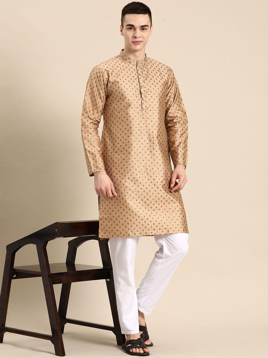 anouk men ethnic motifs printed regular kurta with pyjamas