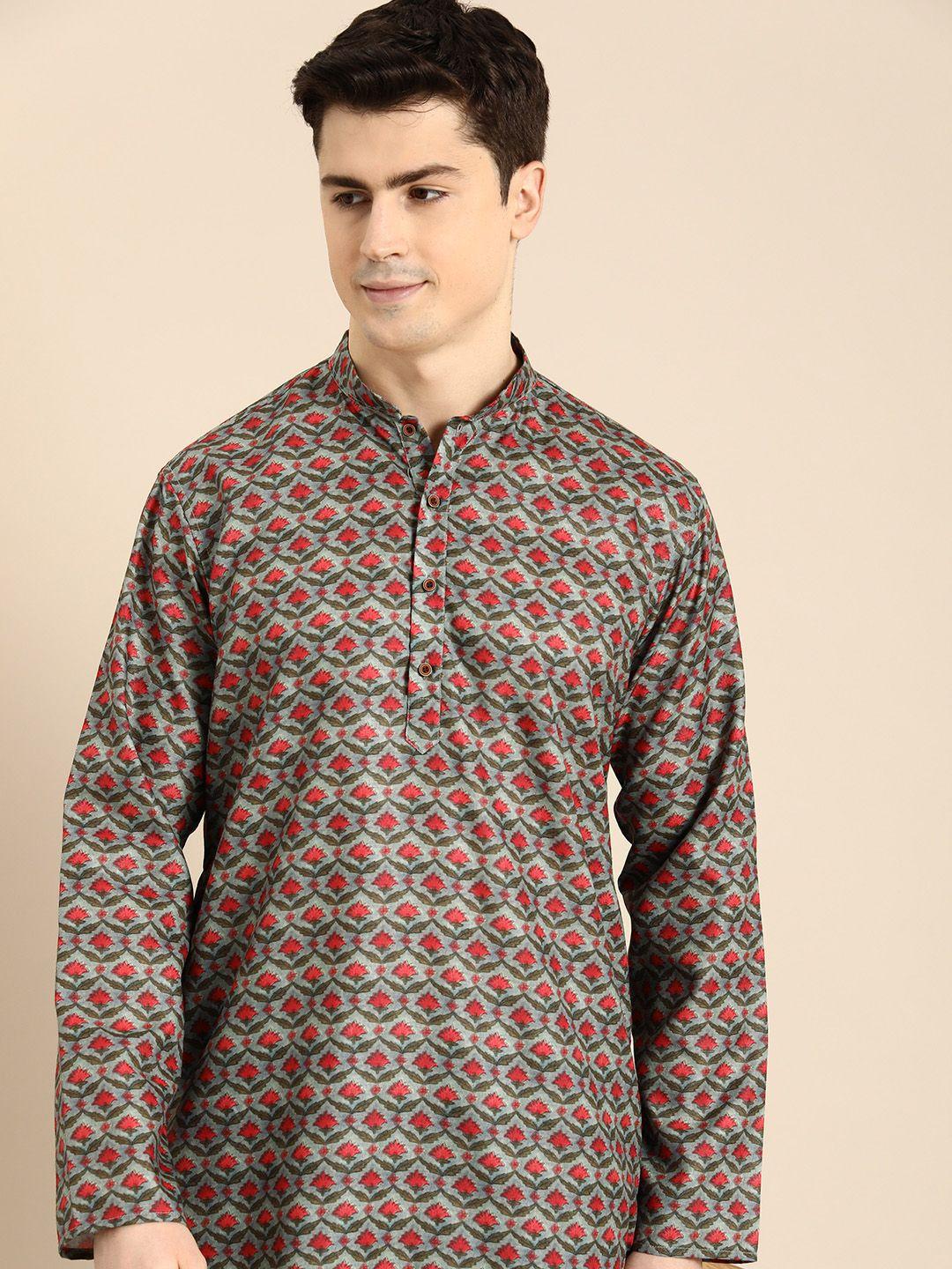 anouk men floral printed kurta