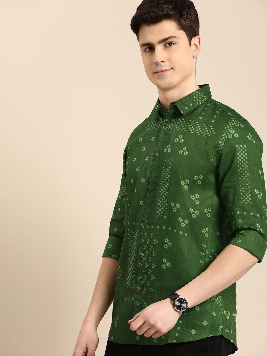 anouk men floral printed pure cotton casual shirt