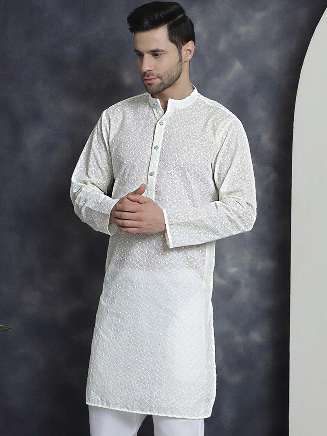 anouk men geometric embroidered thread work kurta