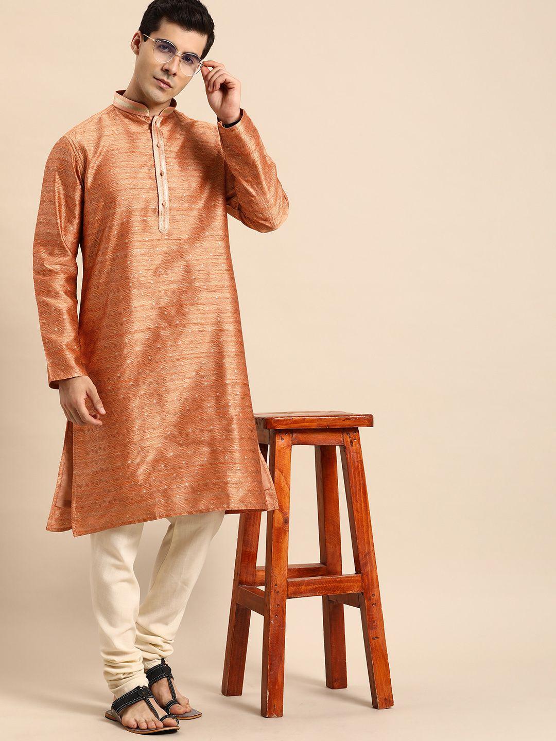 anouk men geometric jacquard kurta