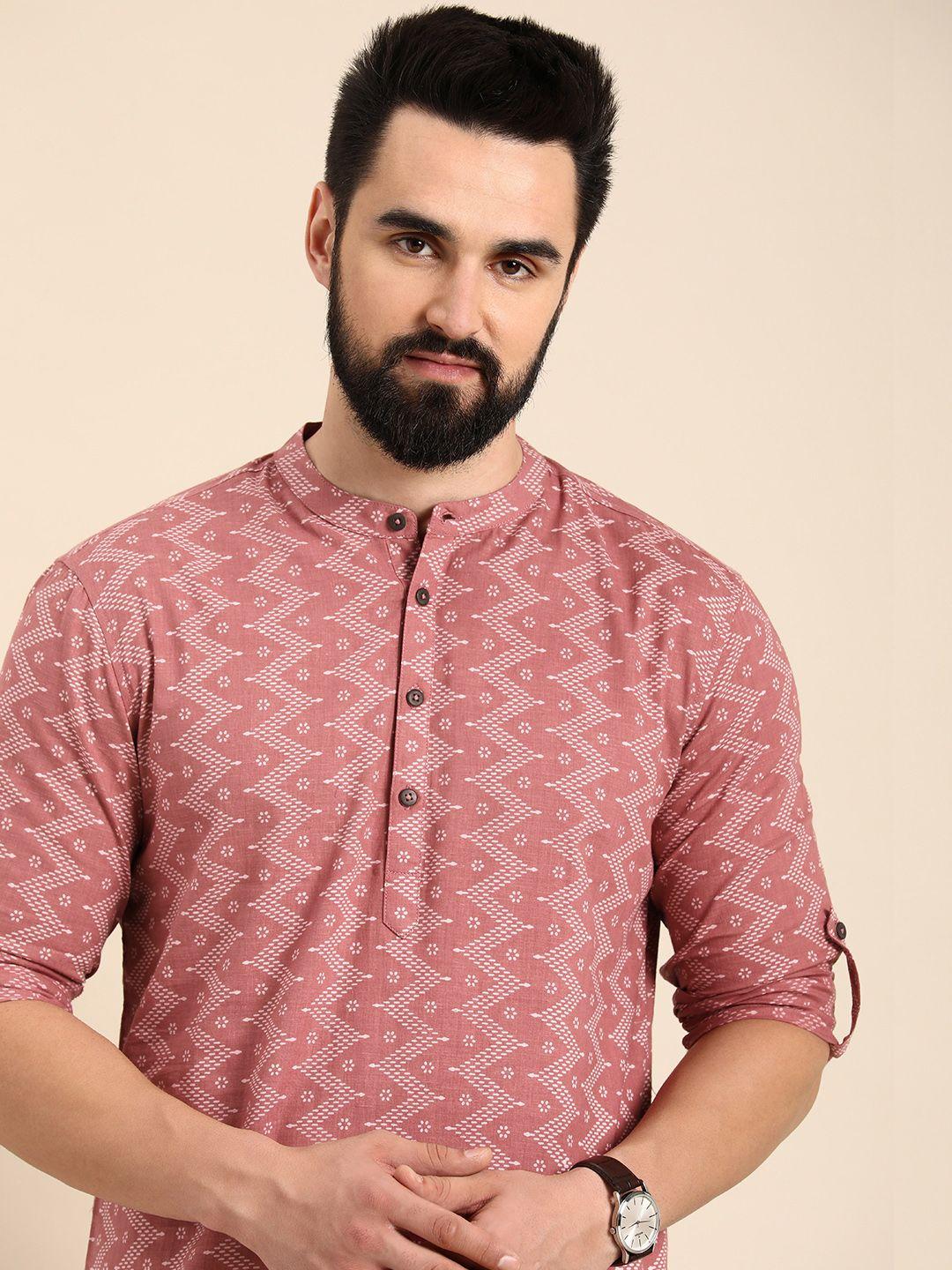 anouk men geometric printed cotton kurta