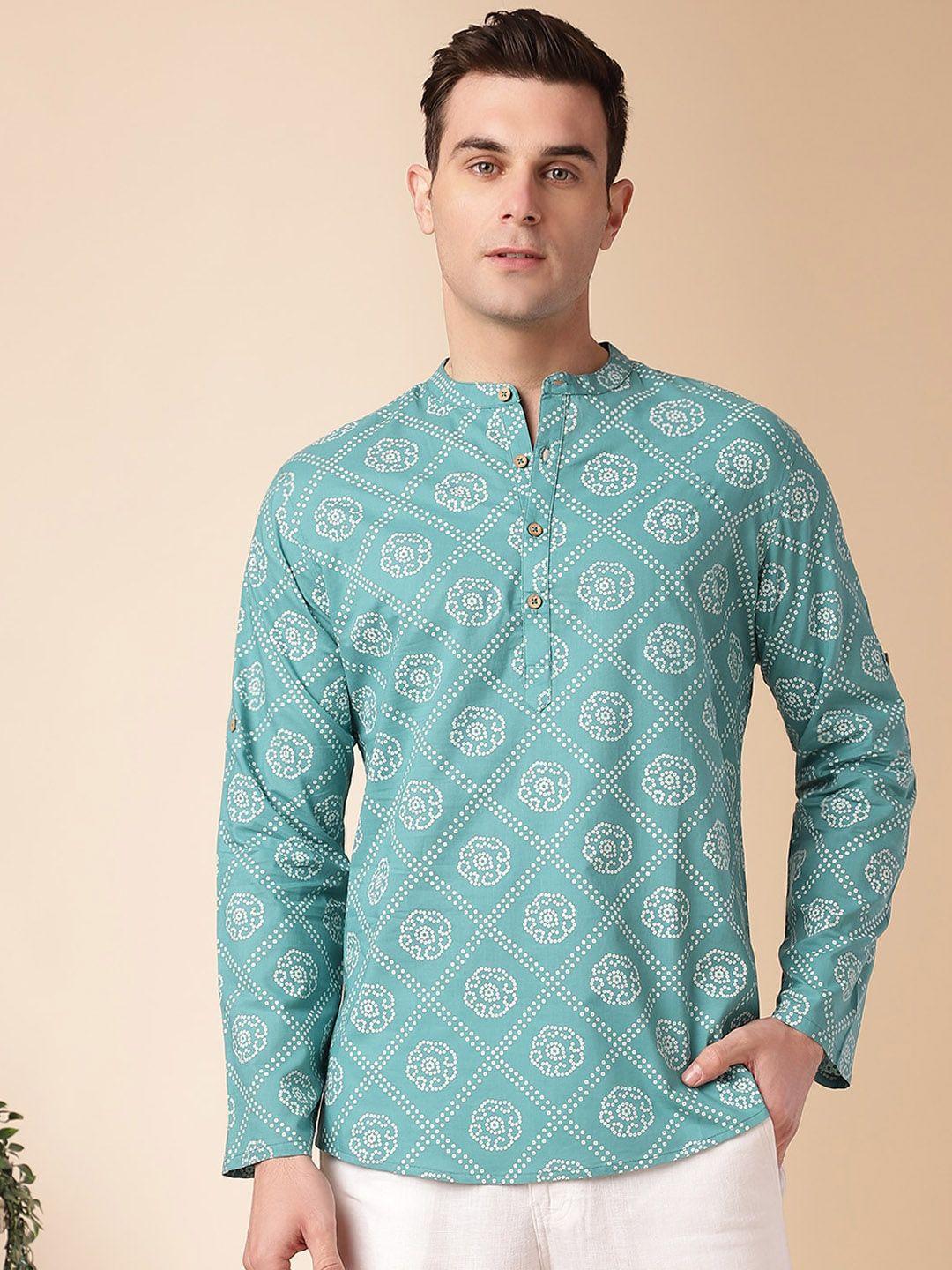 anouk men geometric printed thread work kurta