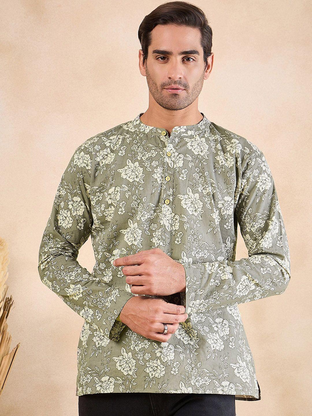 anouk men printed flared sleeves handloom kurta