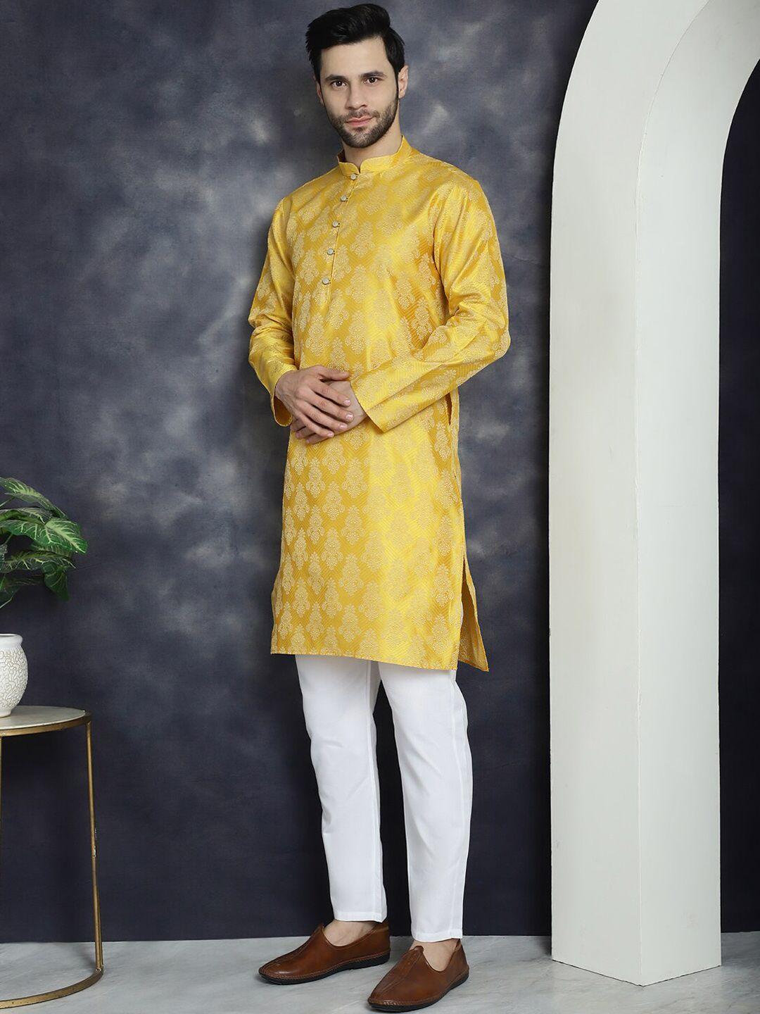 anouk men thread work jacquard kurta