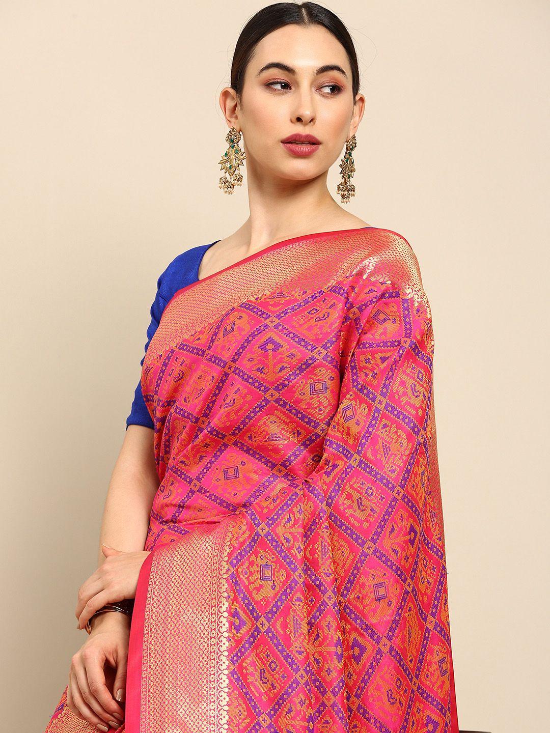 anouk multicoloured & multicoloured woven design zari mysore silk saree