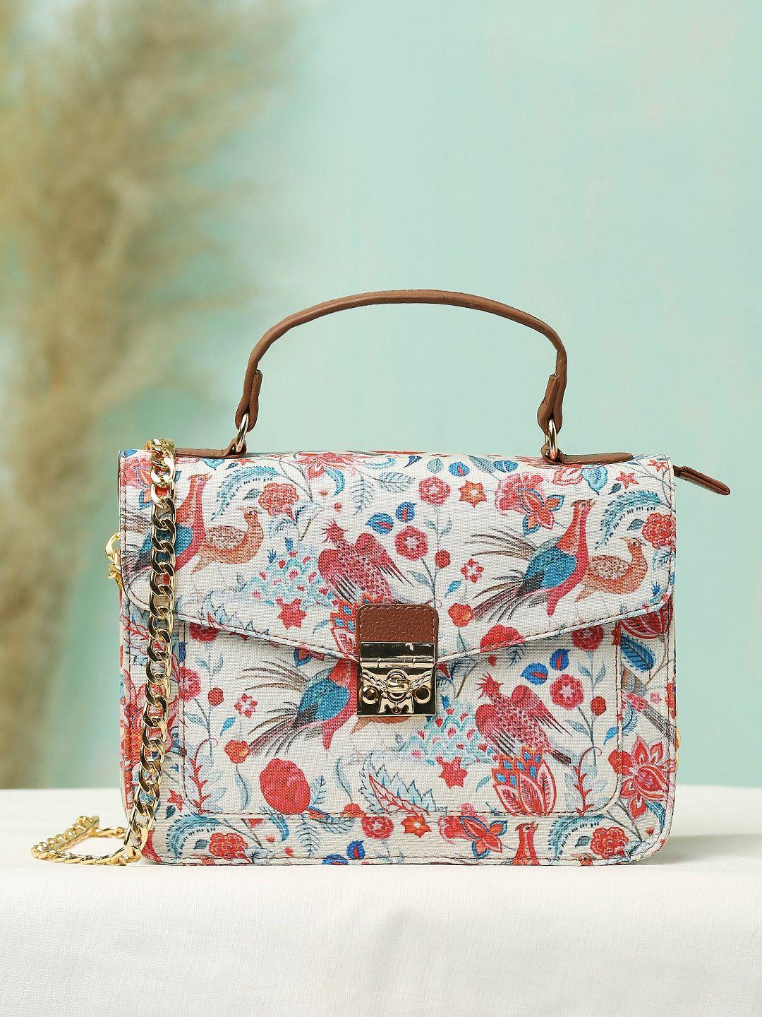 anouk multicoloured printed structured satchel