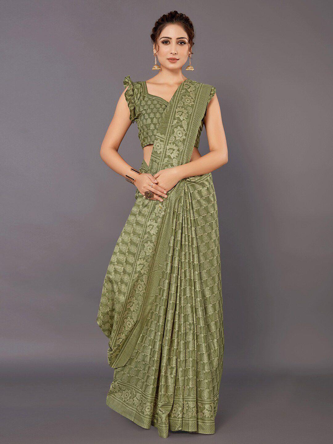 anouk olive green bagh printed bagh saree