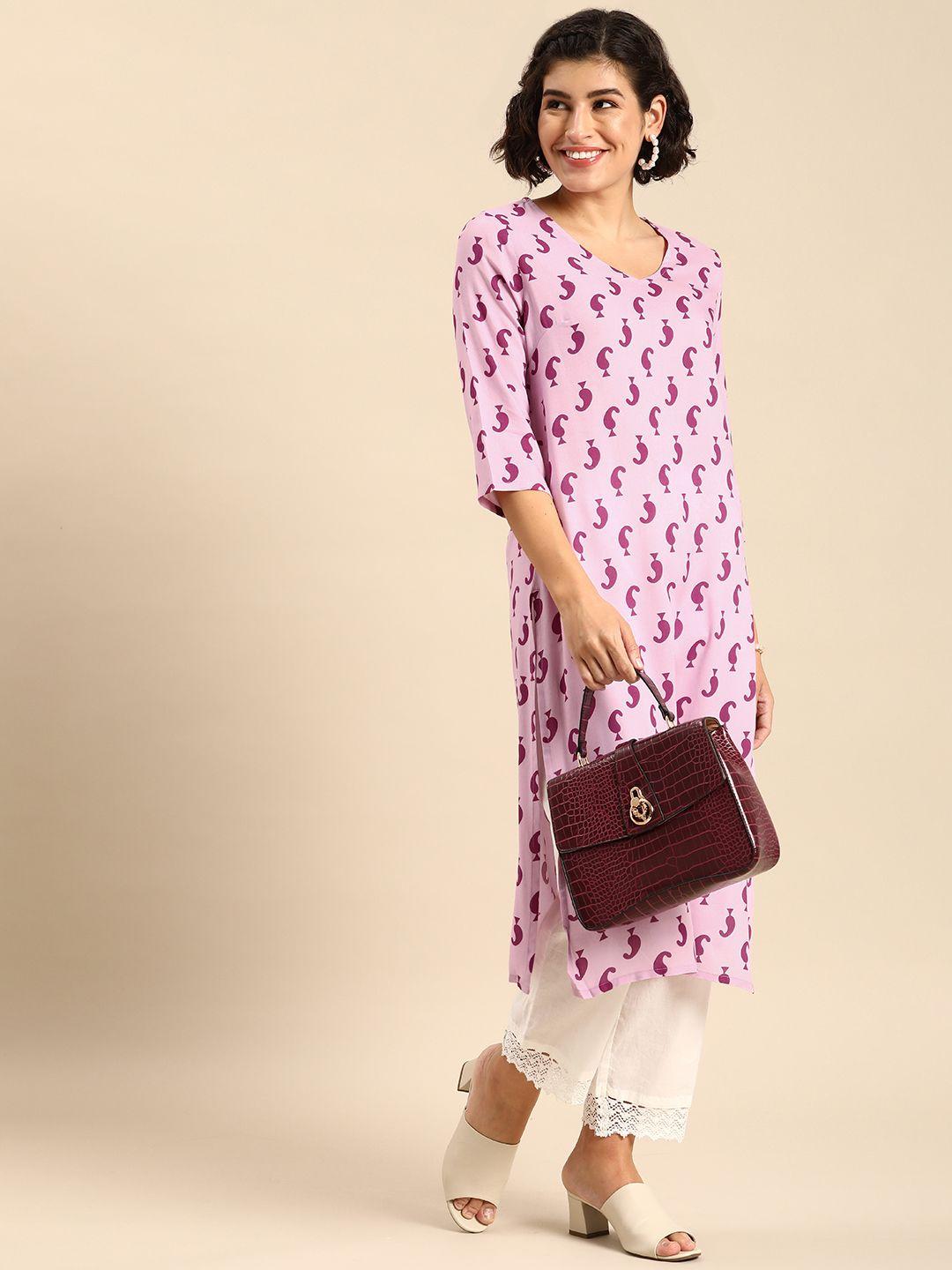 anouk paisley printed straight kurta