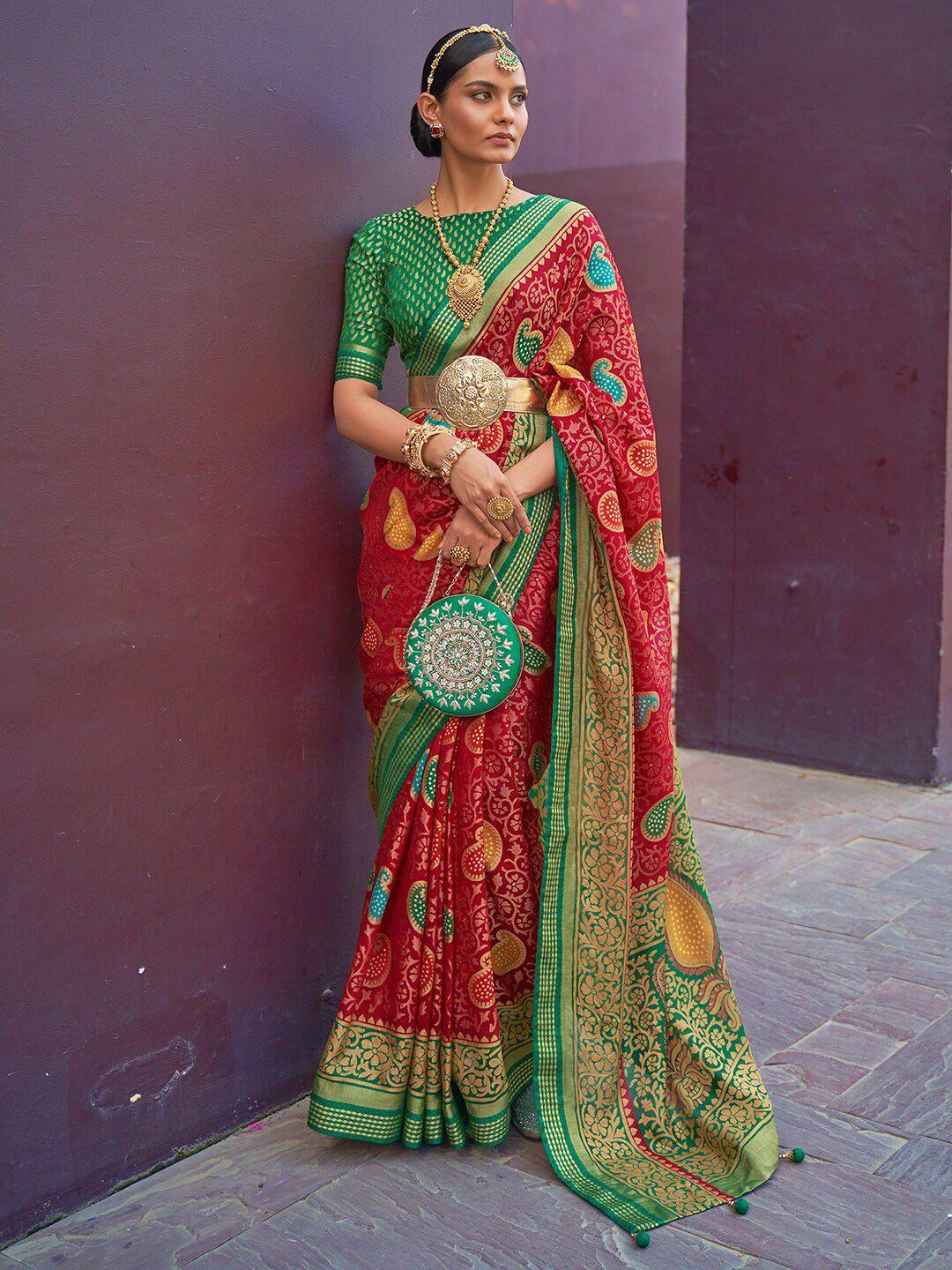 anouk paisley woven  brasso saree