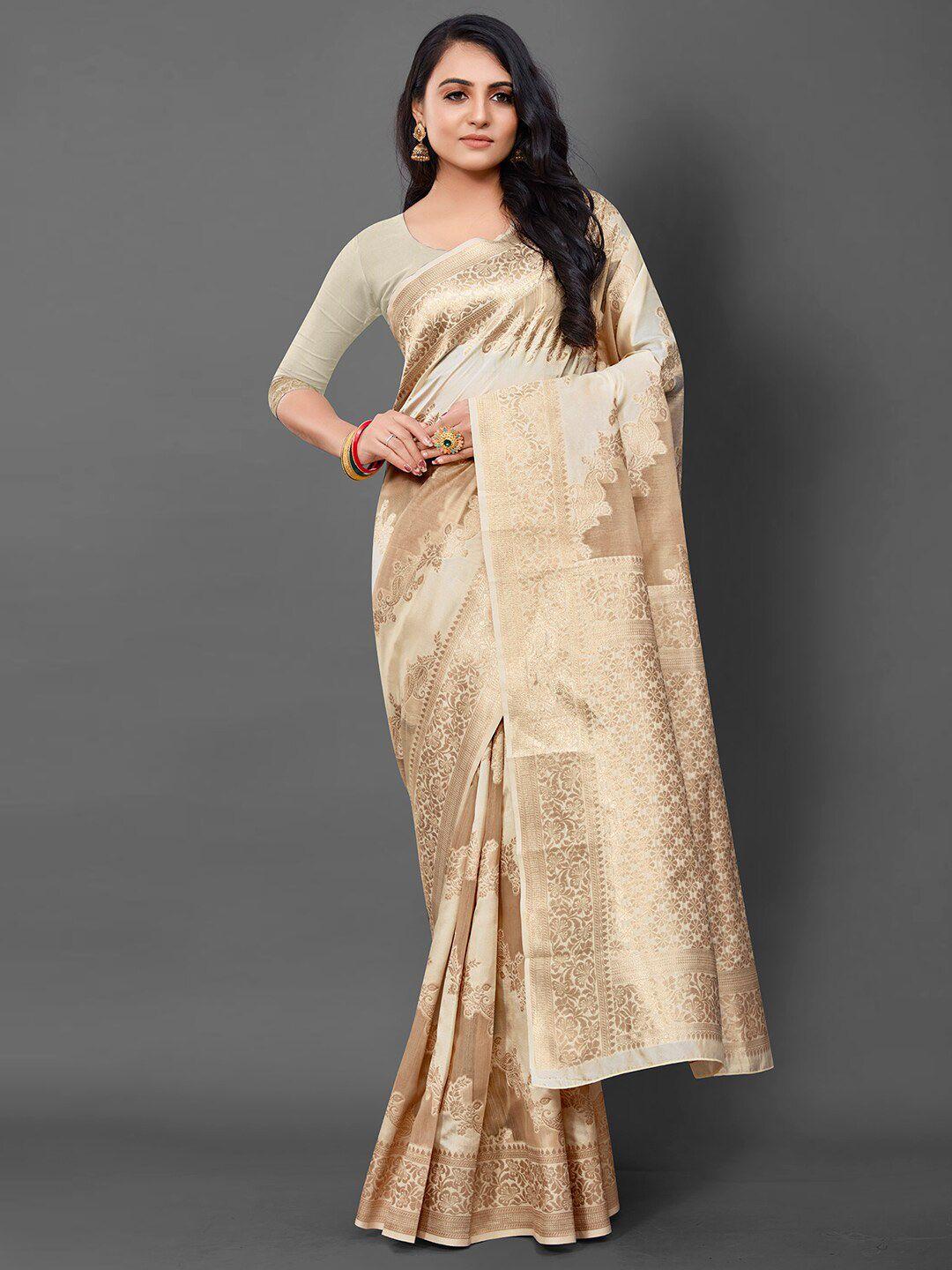 anouk paisley woven cotton blend banarasi saree