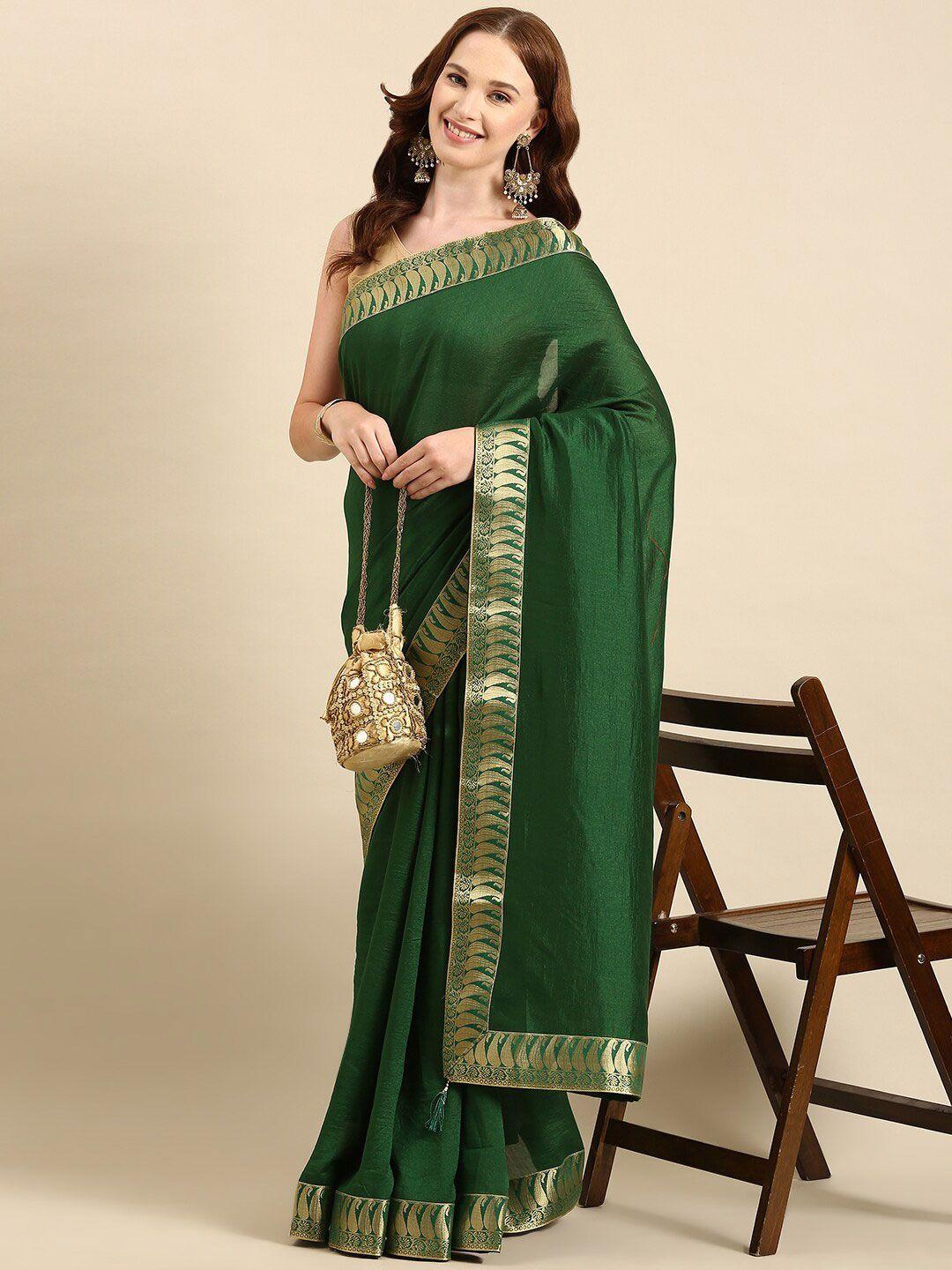 anouk paisley woven design cotton blend zari saree with blouse piece