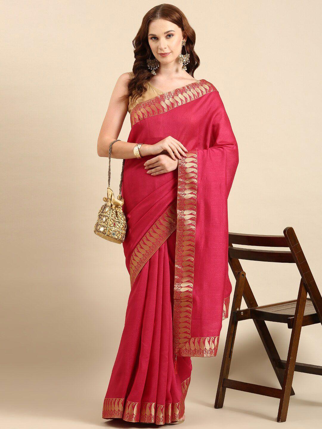 anouk paisley woven design cotton blend zari saree with blouse piece