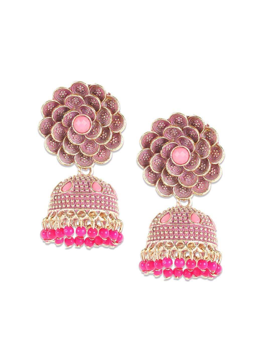 anouk pink dome shaped jhumkas earrings