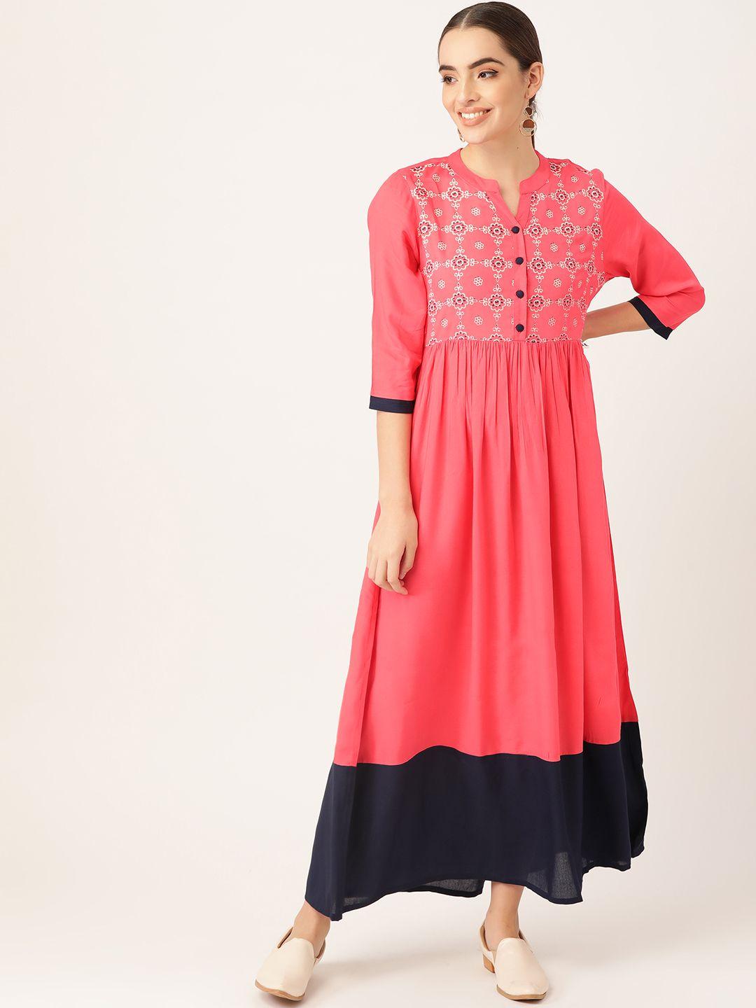 anouk pink ethnic motifs ethnic maxi dress