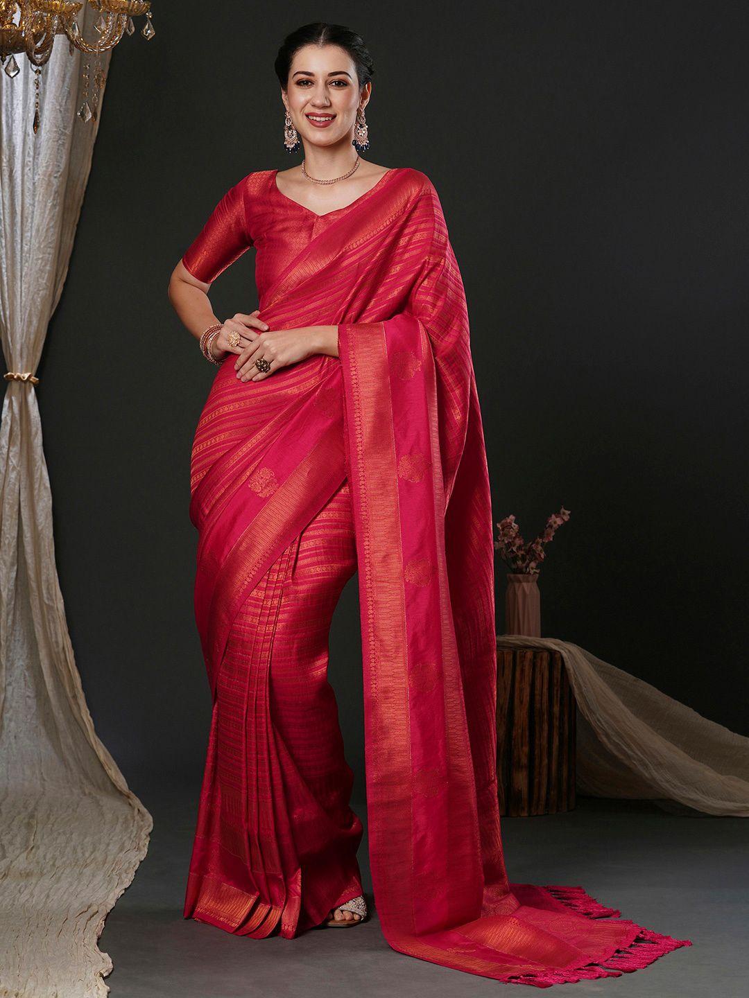 anouk pink ethnic motifs woven design kanjeevaram saree