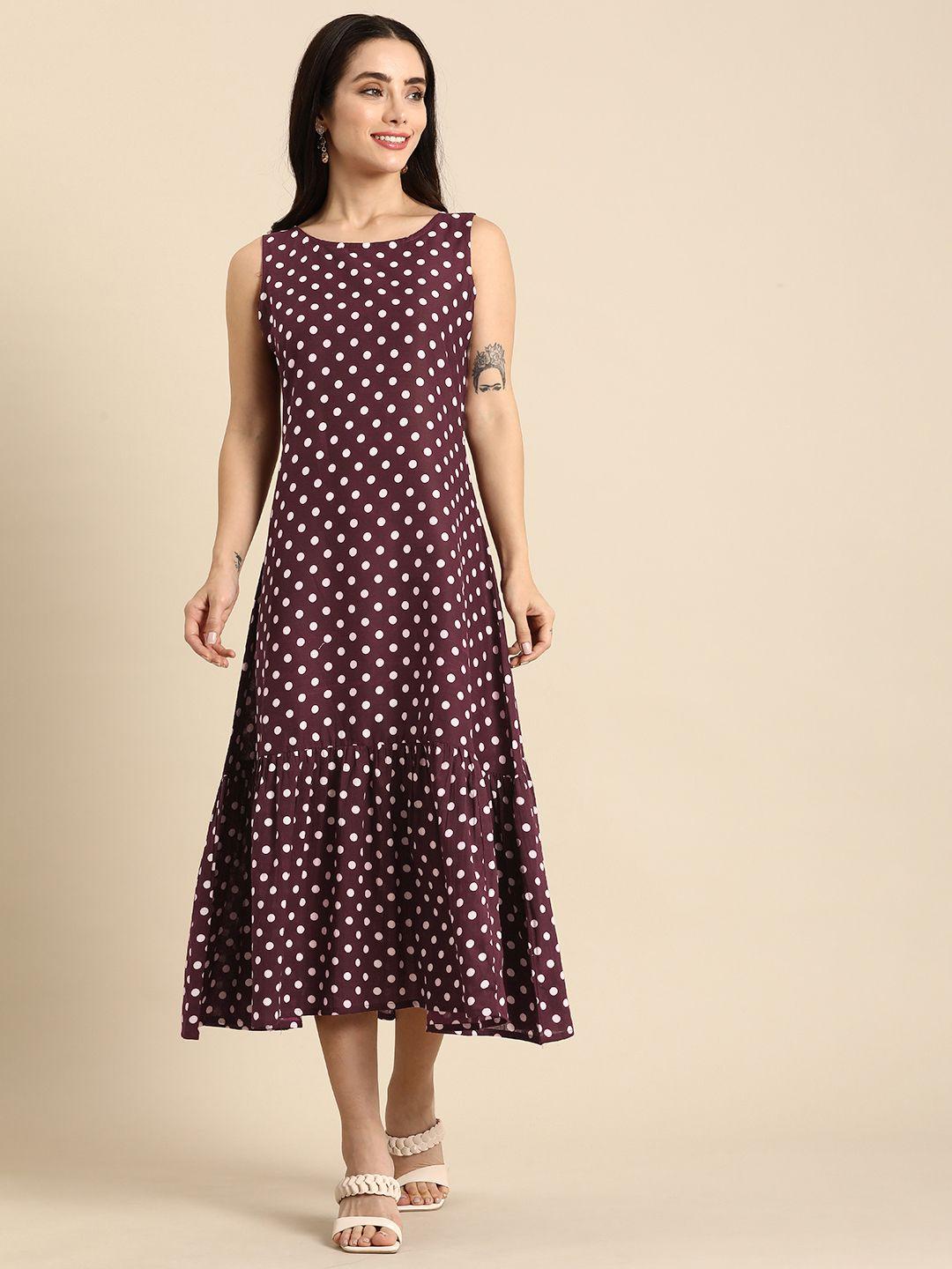 anouk polka dot print a-line midi dress