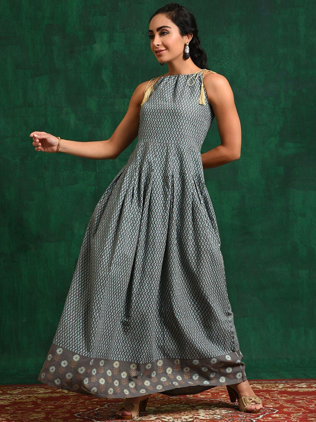 anouk polka dot printed cotton maxi dress