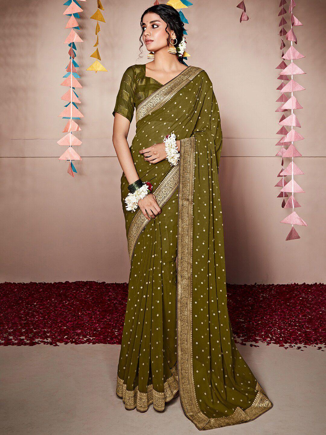 anouk polka dots printed woven design pure georgette saree