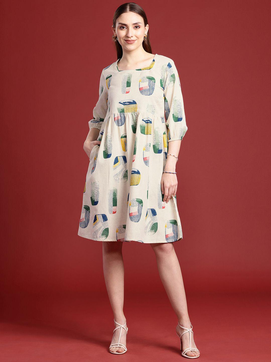 anouk printed a-line dress