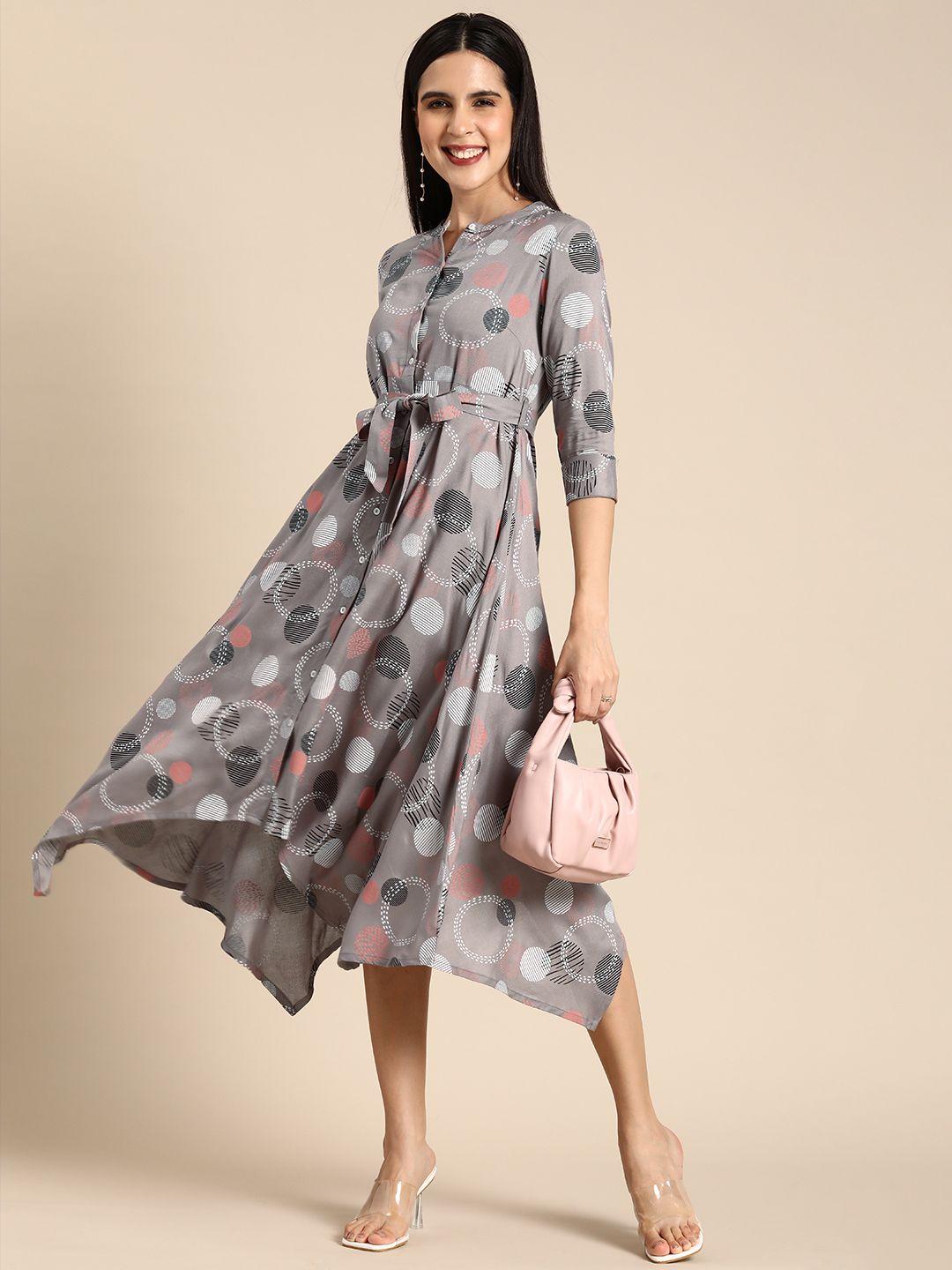 anouk printed a-line midi dress