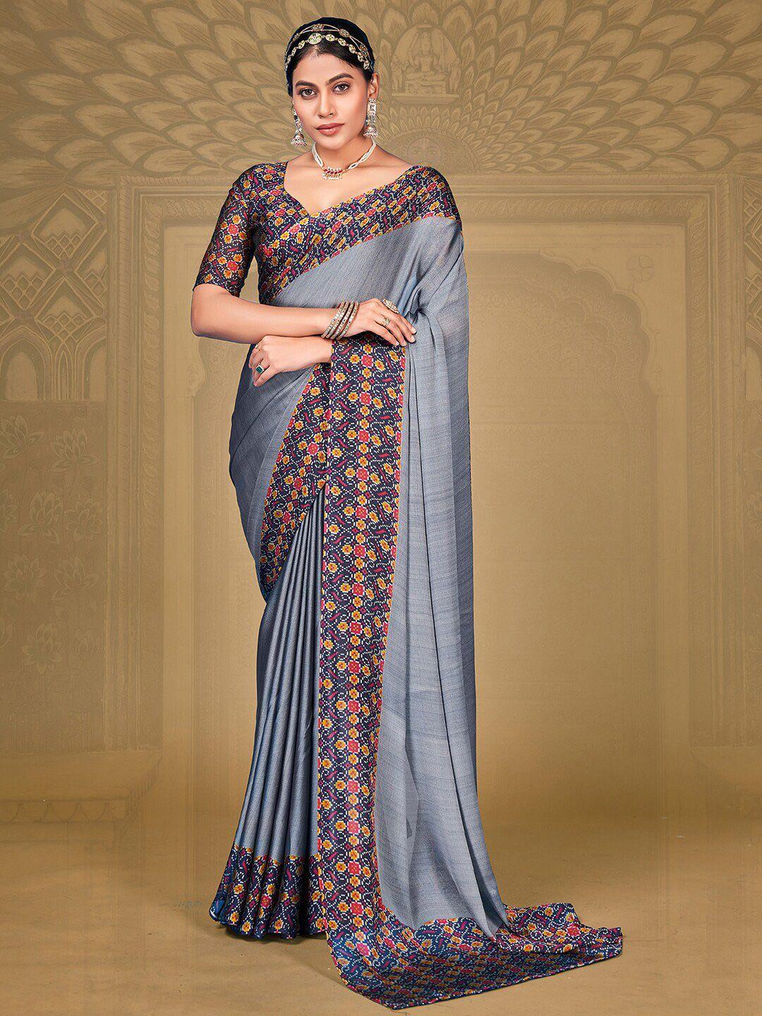 anouk printed border pure chiffon saree