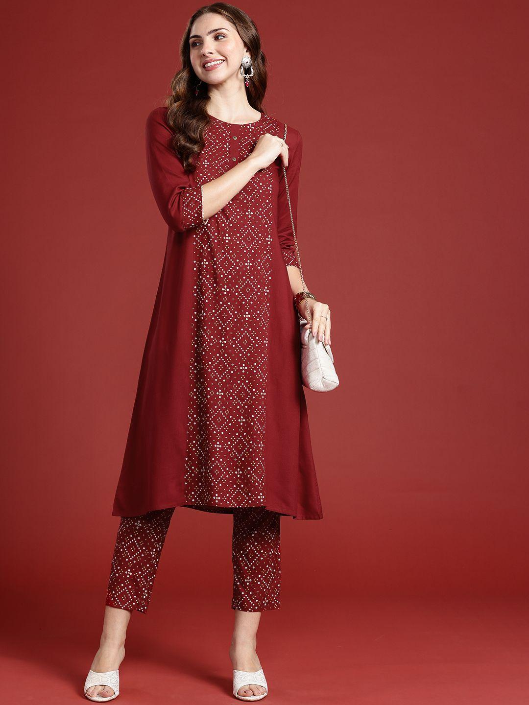 anouk printed kurta with trousers