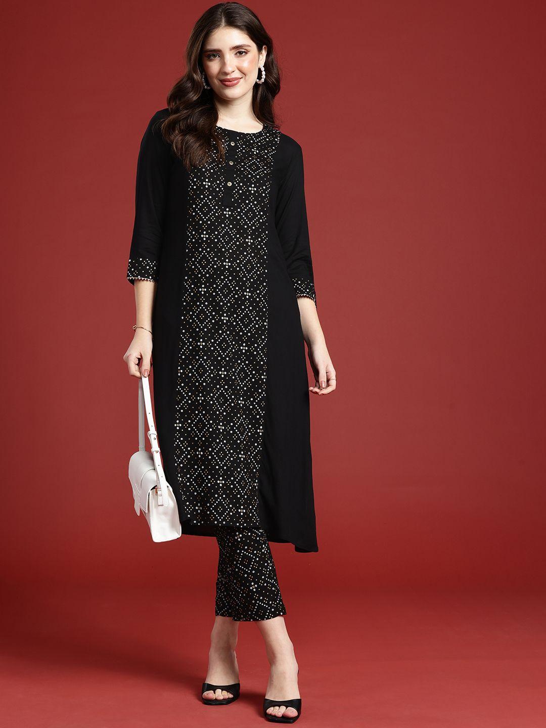 anouk printed kurta with trousers