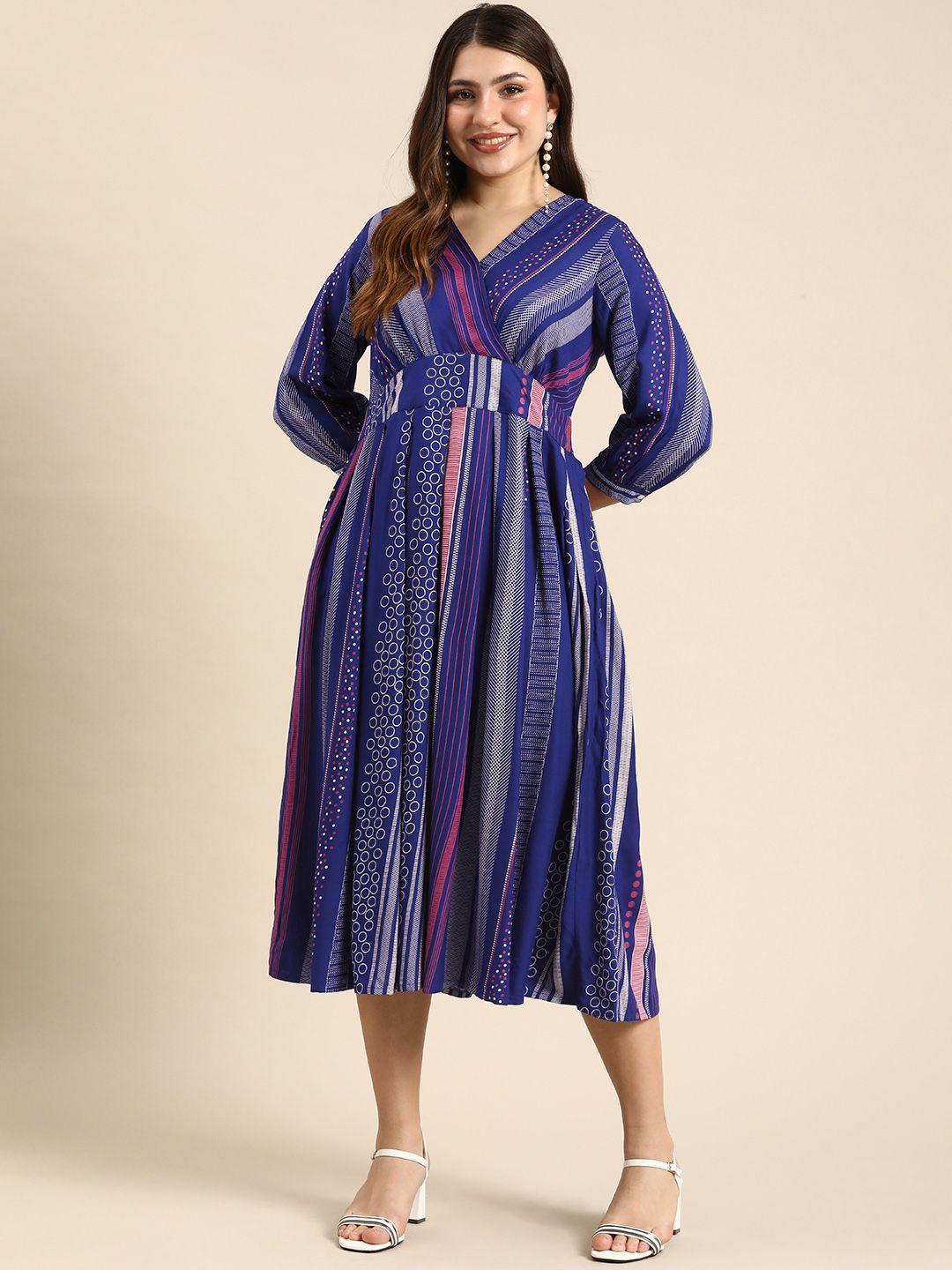 anouk printed midi a-line ethnic dress