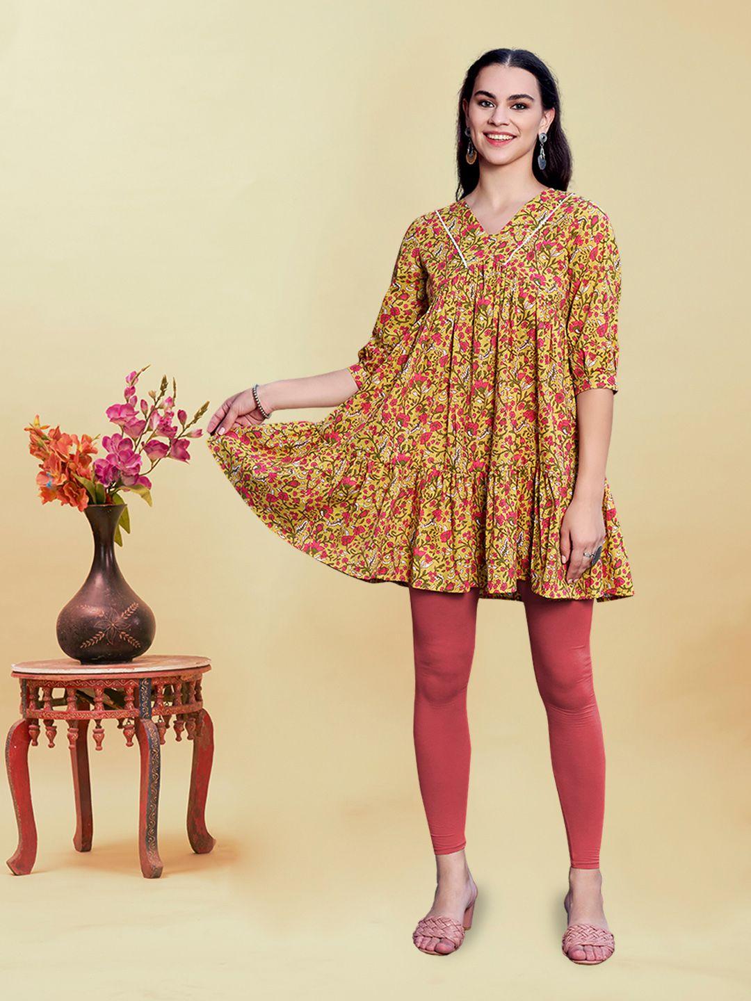 anouk printed pure cotton above knee kurta