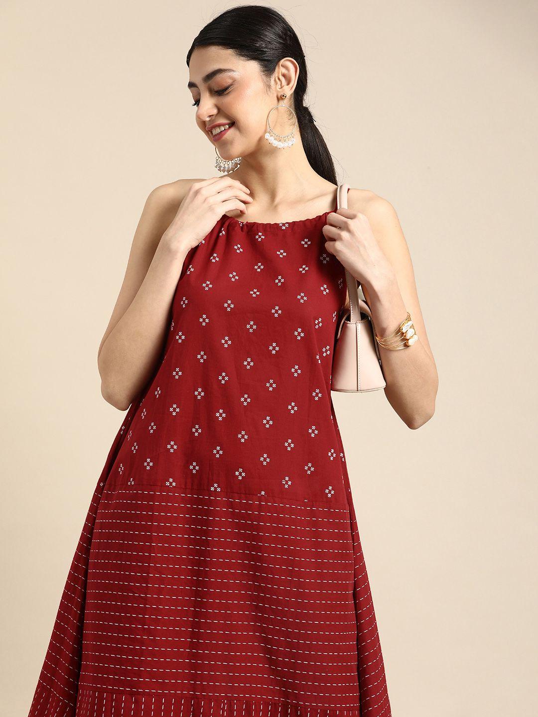 anouk printed pure cotton kurta with trousers