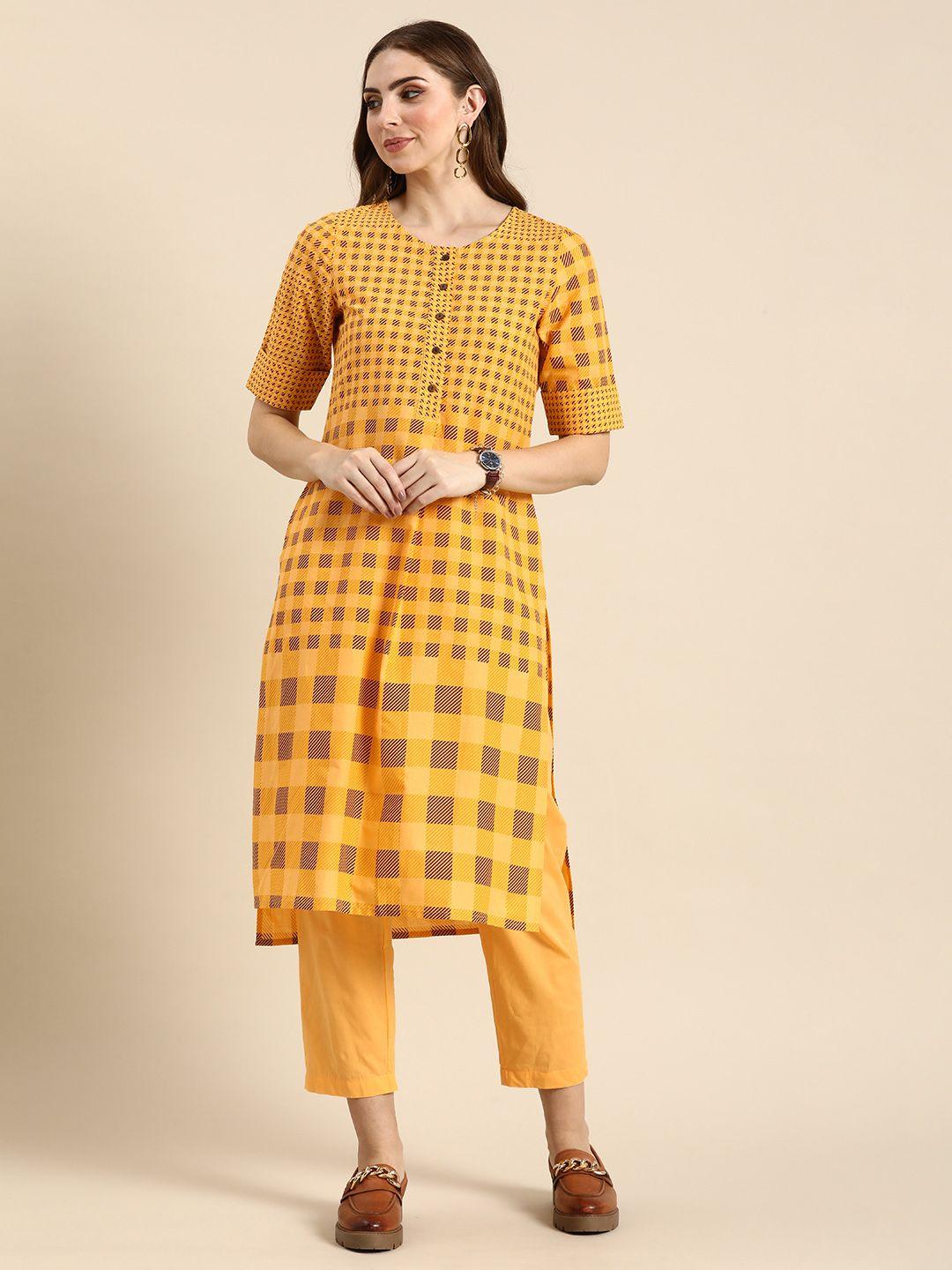 anouk printed pure cotton kurta with trousers