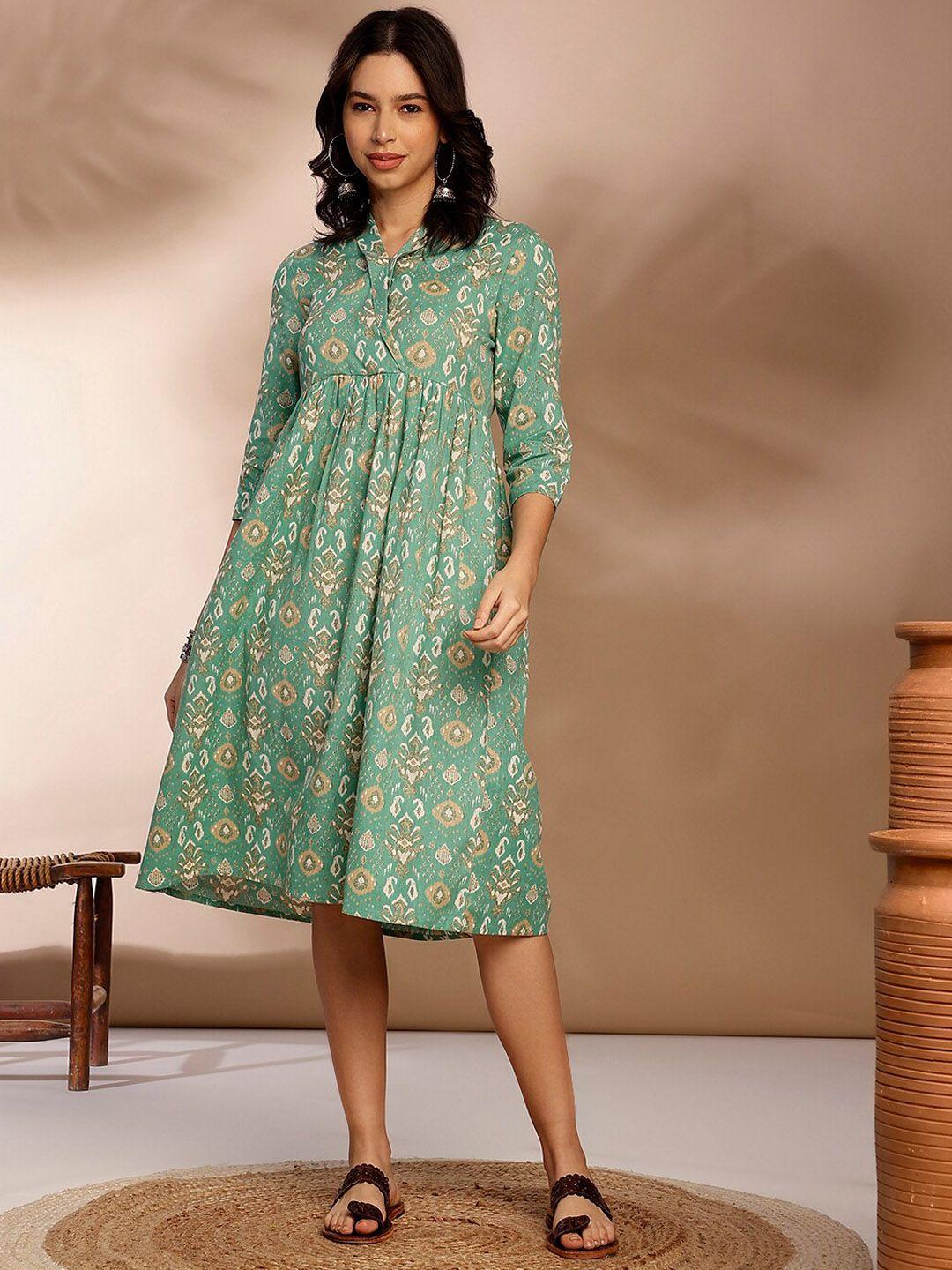 anouk printed pure cotton wrap ethnic dress