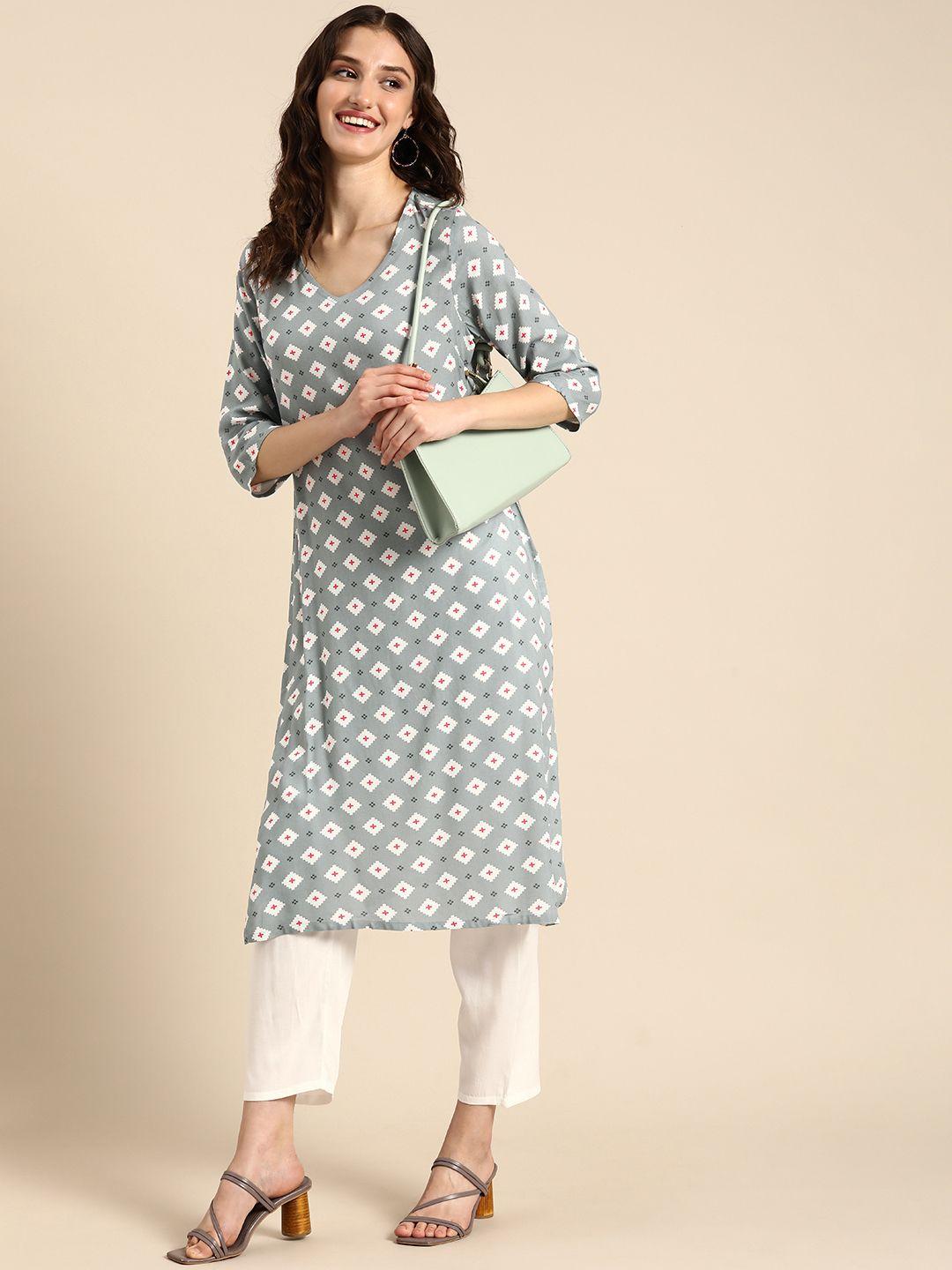 anouk printed regular kurta with trousers