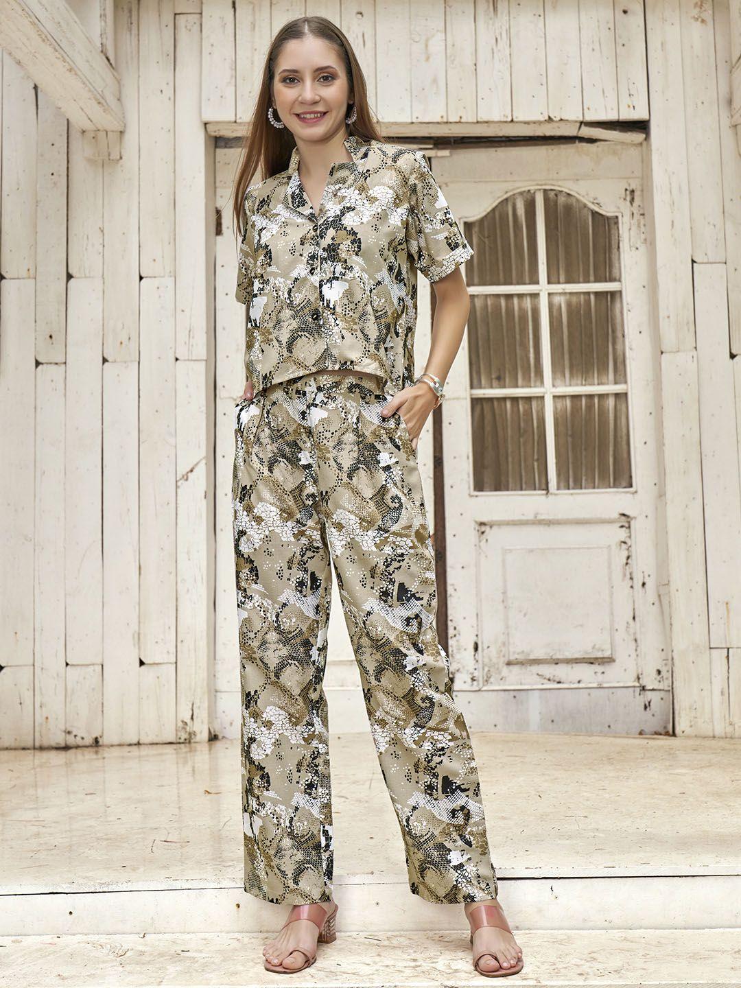 anouk printed shirt & trousers