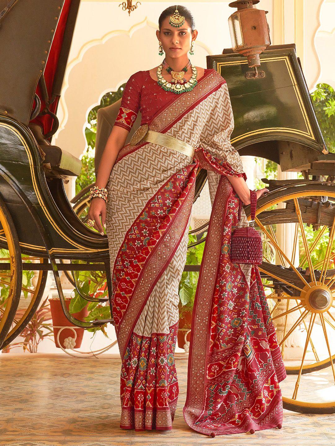 anouk printed silk blend pochampally saree