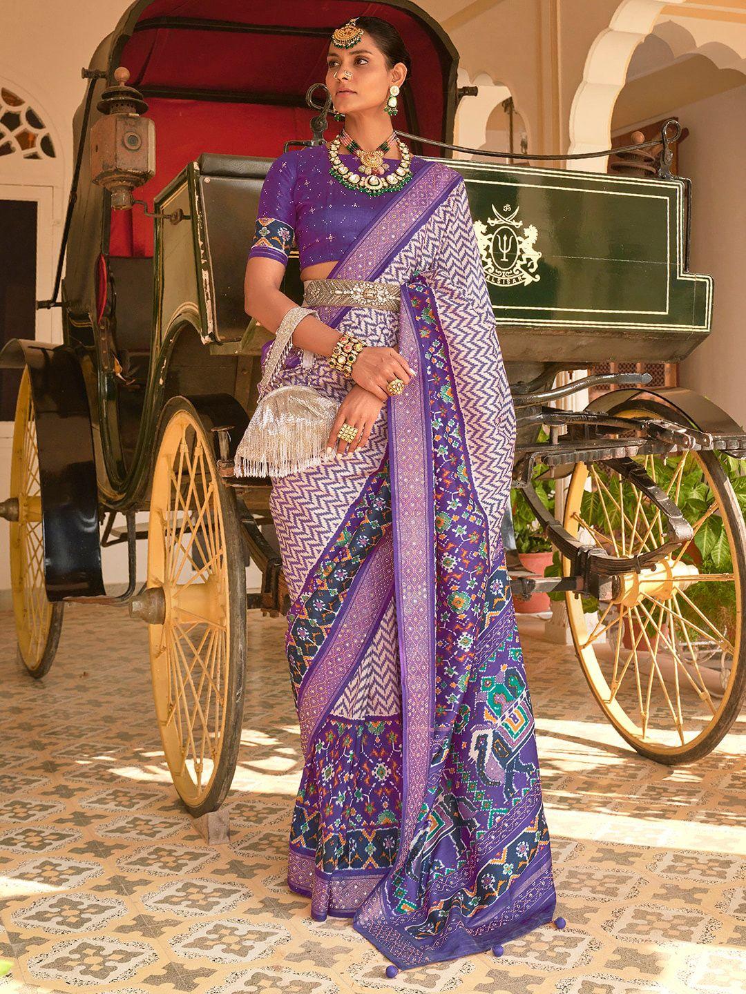 anouk printed silk blend pochampally saree