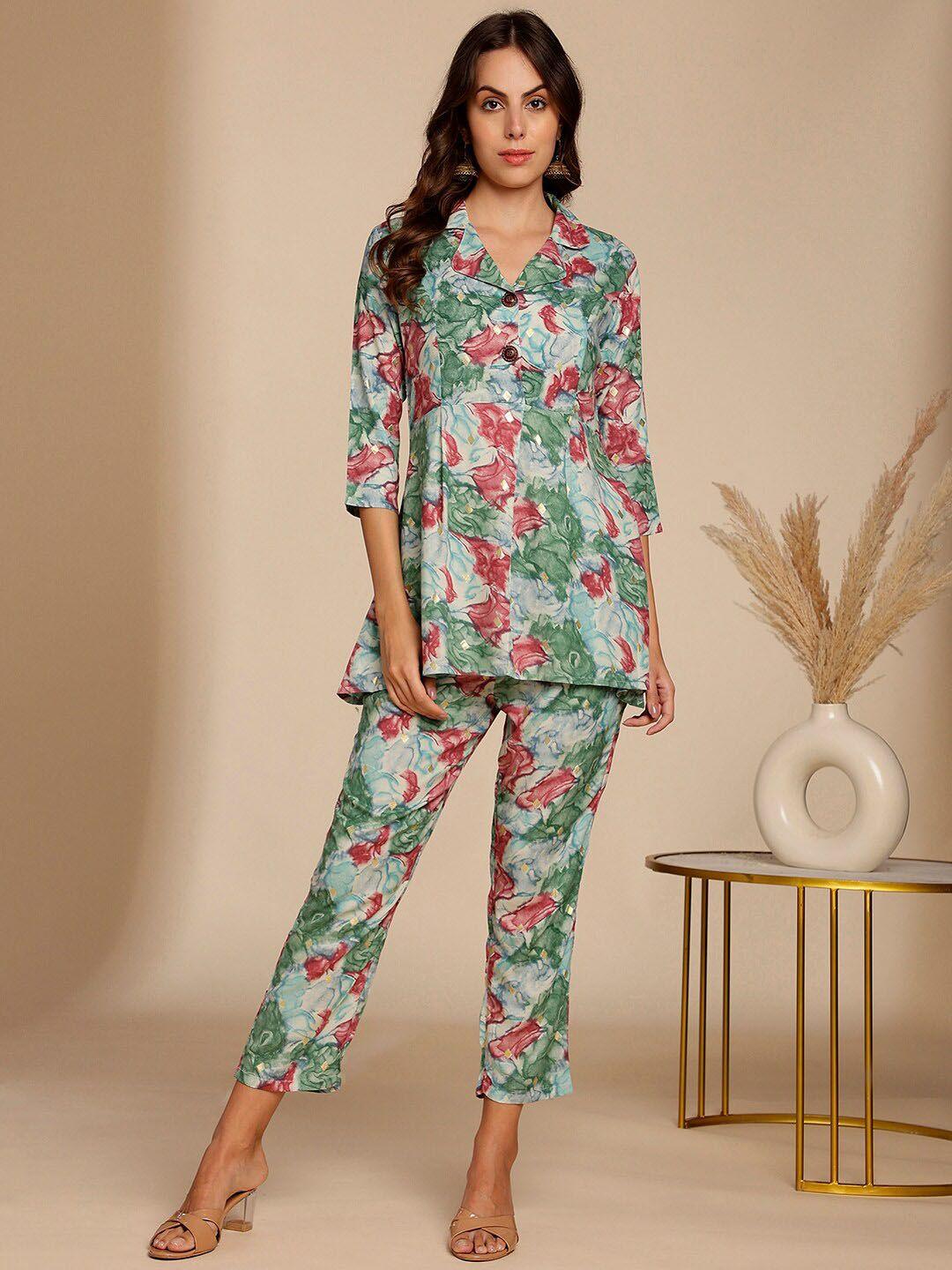 anouk printed top & trouser co-ord set