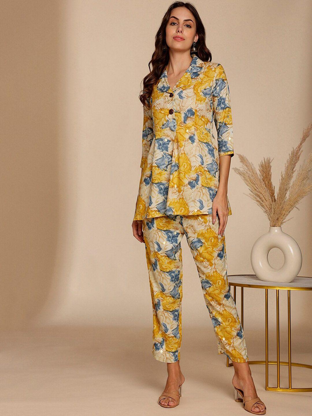 anouk printed top & trouser co-ord set