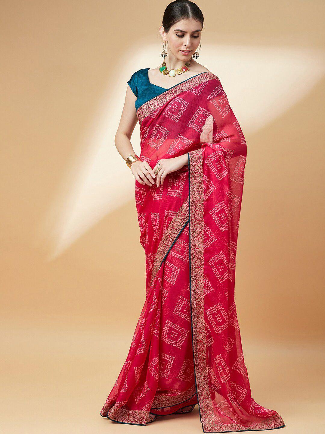 anouk pure chiffon bandhani saree