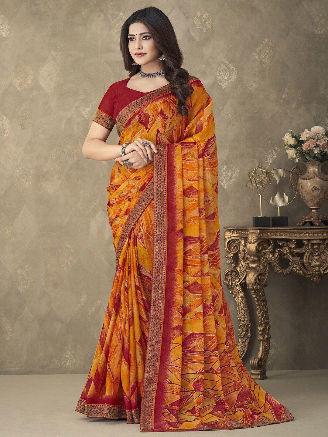 anouk pure chiffon block print saree